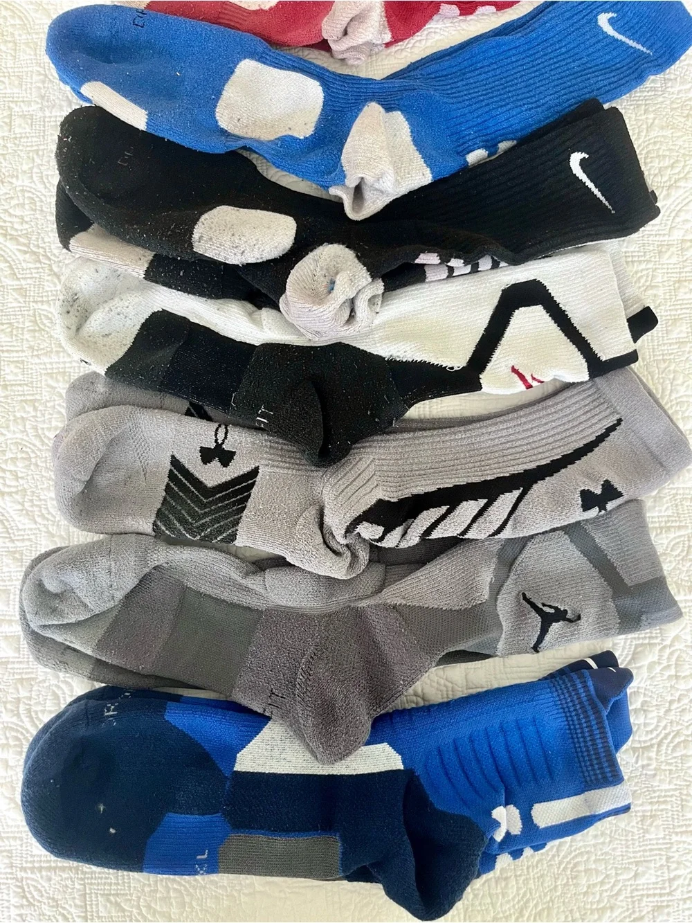 Nike Elite Socks, Jordan, Under Armour - 7 Performance Basketball Crew Men's XL